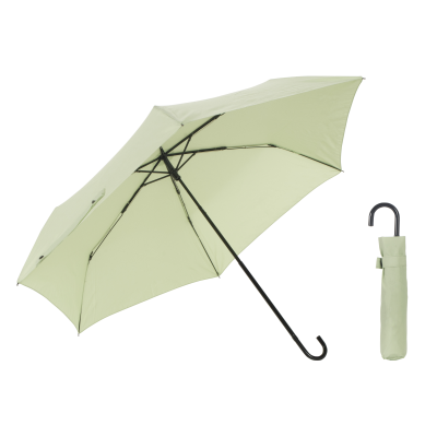 小(xiǎo)清新淺綠色彎曲手柄手動傘輕便高質量雨(yǔ)傘